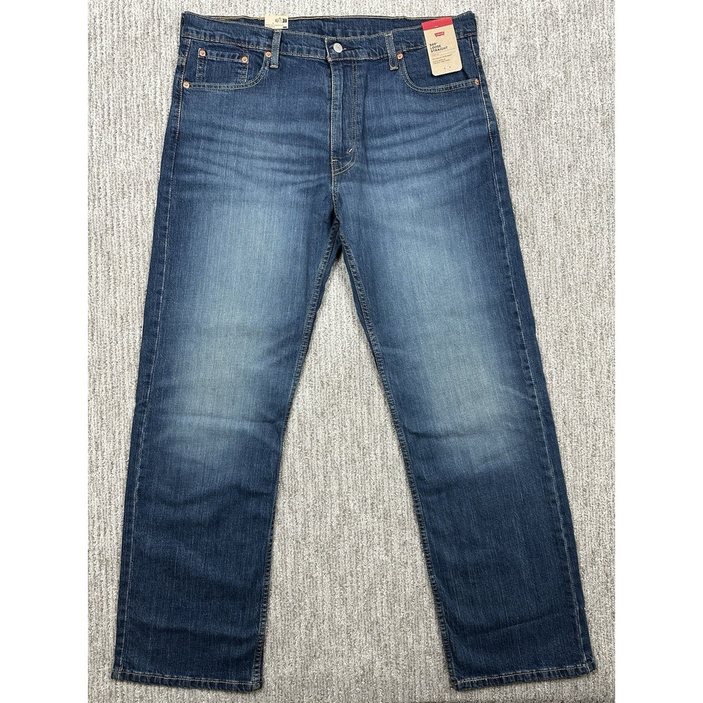 New Levis 569 Loose Straight Jeans Blue Dark Wash Denim Pants Mens 38x34